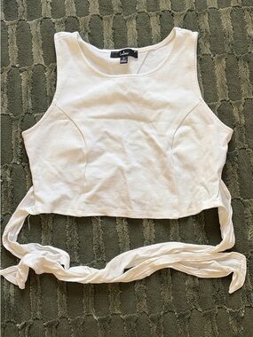 White Tie-Back Crop Tank Top